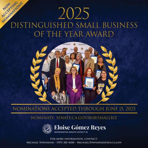 Small Business Award Flyer Invitation from Senator Reyes District 29