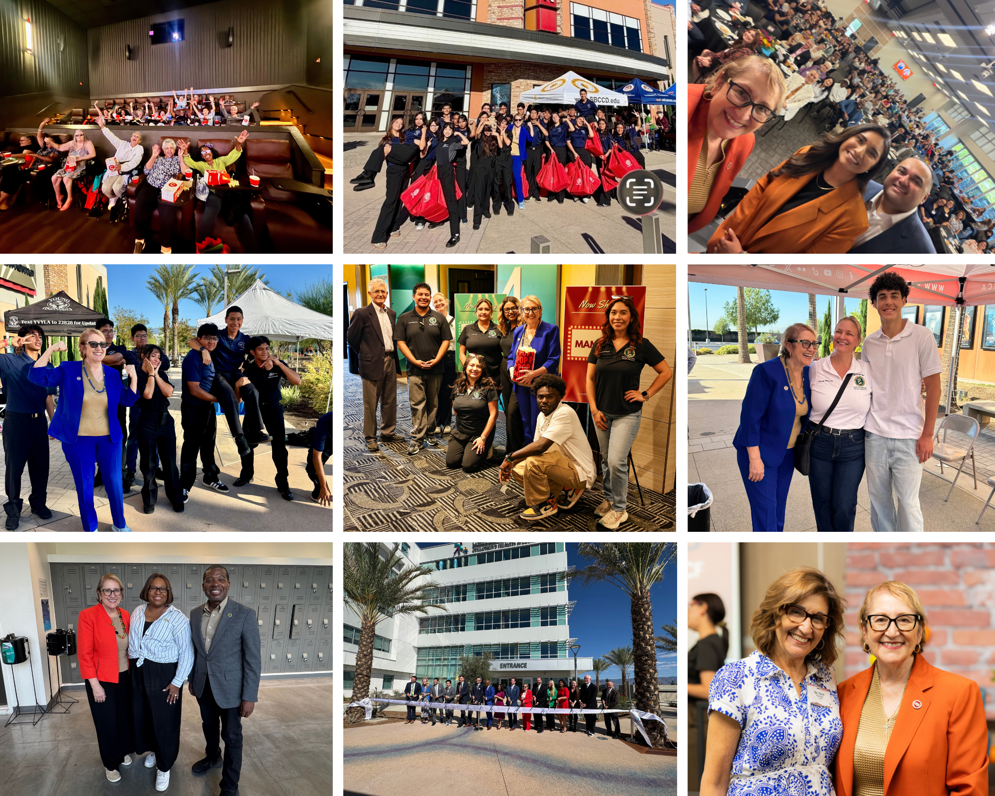 A grid of 9 photos featuring Senator Reyes, staff, constituents, and community partners