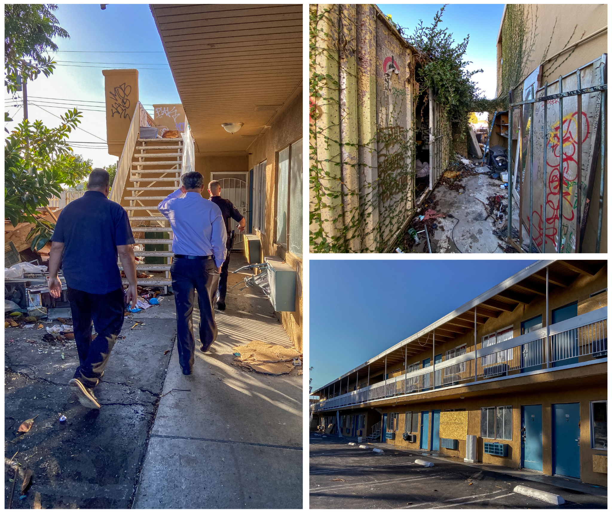 Senator Newman touring damage building