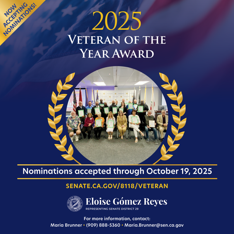 Flyer with information for the 2025 Veteran of the Year Award nominations