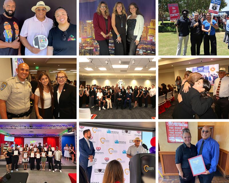 A collage of pictures from district events and meetings